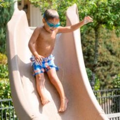 SR Smith Typhoon Pool Slide, Left Turn, Sandstone -Crystal Pool Shop 4068 sand april2023b 1