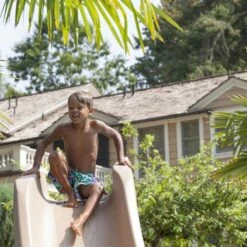 SR Smith Typhoon Pool Slide, Left Turn, Sandstone -Crystal Pool Shop 4068 sand april2023c 1