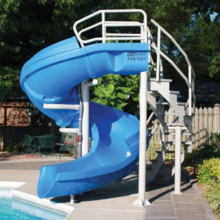 SR Smith Vortex Pool Slide, Half Tube With Staircase, Blue 3 SR Smith Vortex Pool Slide, Half Tube With Staircase, Blue