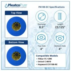 Pleatco Filtration PA81-EC Pool Filter Cartridge Replacement For Unicel: C-7483, Filbur: FC-1225, OEM Part Numbers: CX580-XRE, 1 Pack -Crystal Pool Shop filter1 38